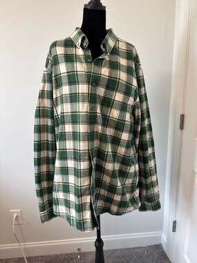 Eddie Bauer Men's Mount Eddies Flannel Shirt Classic Fit Dark Jade Plaid TXL